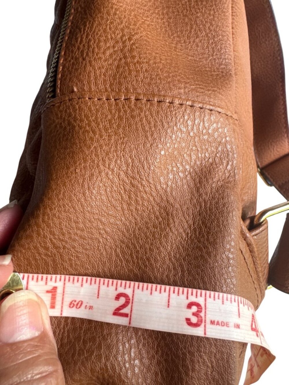 Steve Madden Quilted Cognac Faux Leather Mini Backpack Travel Work Quiet Luxury - Picture 10 of 14
